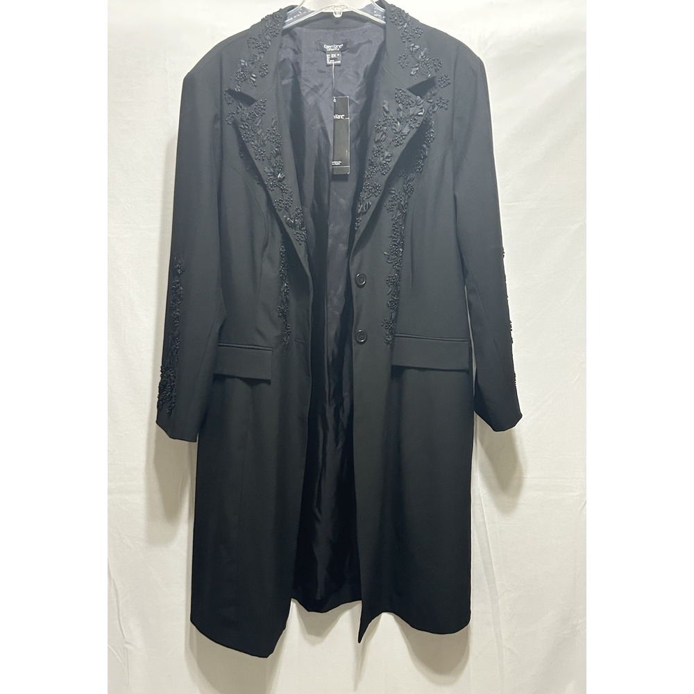 Karen Kane Womens 2X Black Ribbon Woven Floral Stud Decor Holiday Jacket NWT - Picture 8 of 14